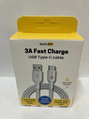New Sealed Tech Pro 3ft USB Type-C Braided Cable
